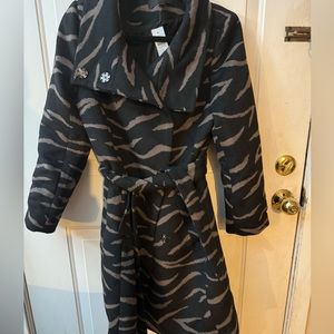 Ann Taylor animal Print Coat petite medium New